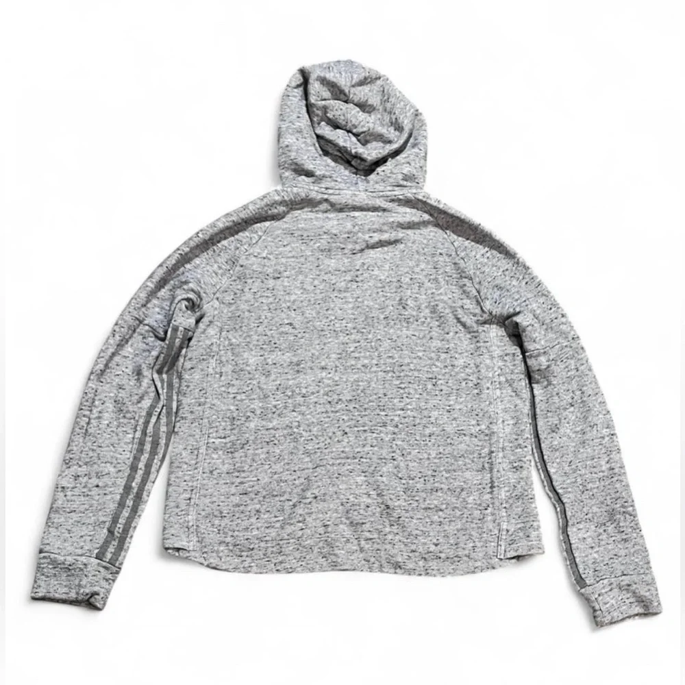 Adidas Women’s Heathered Gray Hoodie Stripes Underneath Sleeves Size Medium